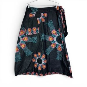 Ubuntu Nation African Print Tie Waist Skirt Boho Festival Size M